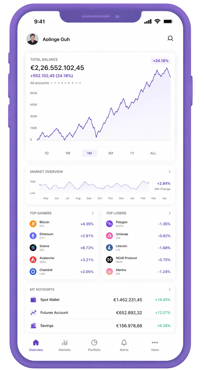 Gipfel Luxerise mobile app showing portfolio overview